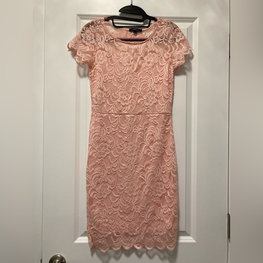 Pink Lace Sheer Back Dress